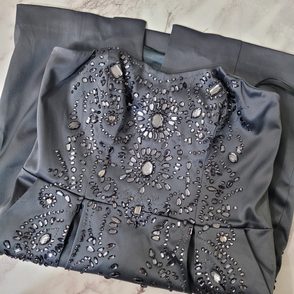 EXPRESS BEJEWELED SATIN DRESS - Picture 5 of 6